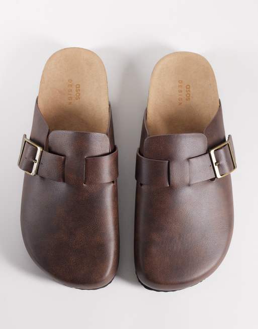 ASOS DESIGN – Oljebruna sandaler med öppen häl och korksula, 2 av 4