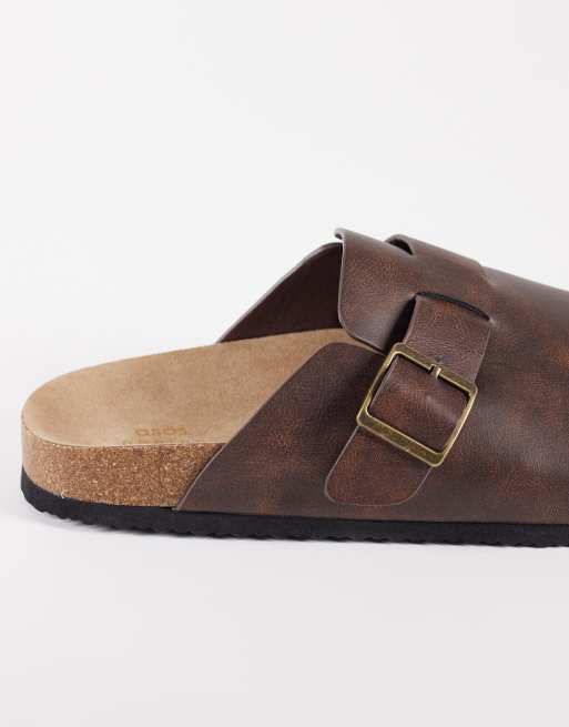 ASOS DESIGN – Oljebruna sandaler med öppen häl och korksula, 3 av 4