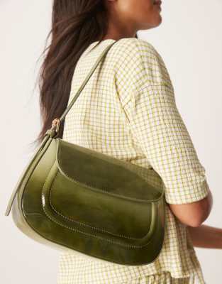 ASOS DESIGN ombre flap shoulder bag in olive green - view 1