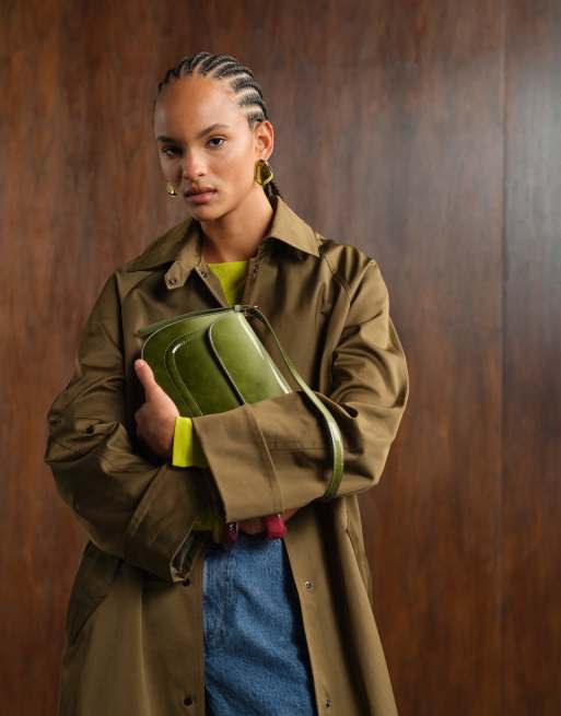 ASOS DESIGN ombre flap shoulder bag in olive green