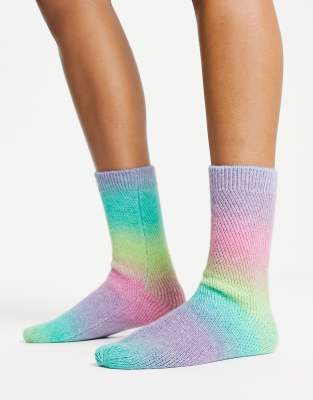 ASOS DESIGN ombre knit lounge socks in multi