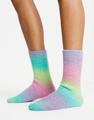 ASOS DESIGN ombre knitted lounge socks in multi