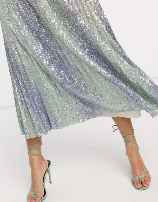 Asos design pleated outlet sequin midi skirt