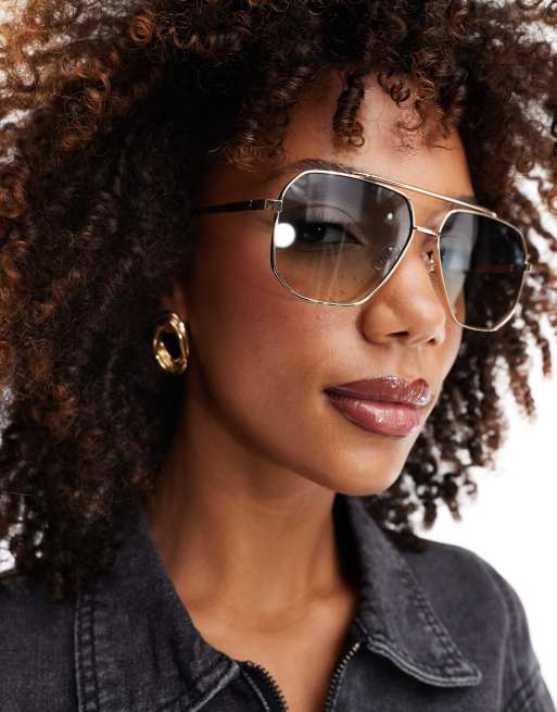 ASOS DESIGN – Ombréfärgade pilotsolglasögon i 70-talsstil med metall, 3 av 4