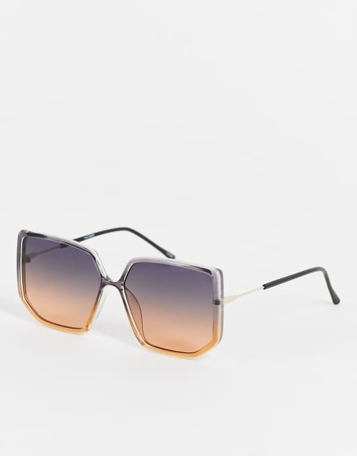ASOS DESIGN – Ombrefärgade, stora modeglasögon i 70-talsstil - MULTI