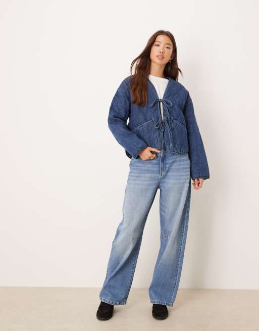 ASOS DESIGN - Omkeerbaar doorgestikt denim jack met blauwe bandanaprint, 3 van 4