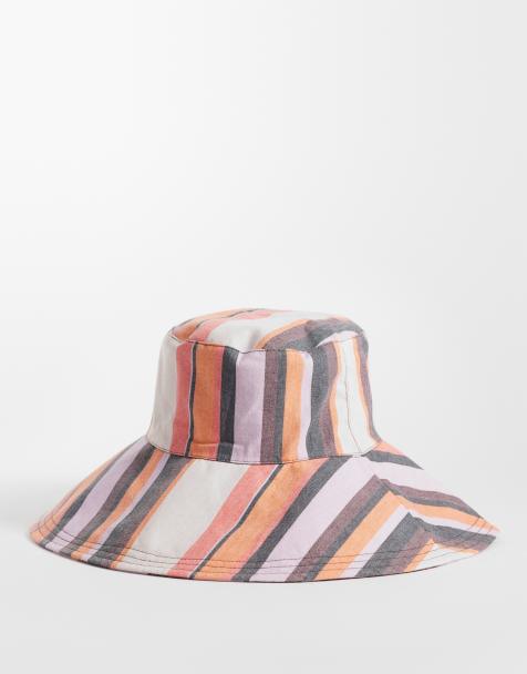 ASOS DESIGN omkeerbare canvas hoed met meerkleurige strepen - view 1