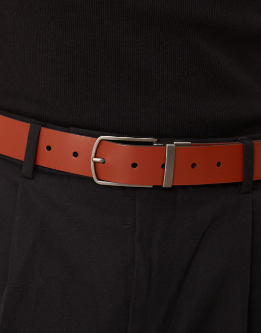 ASOS DESIGN - Omkeerbare leren riem in bruin en lichtbruin, 3 van 3