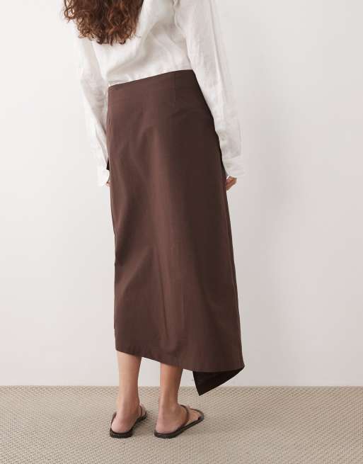 ASOS DESIGN omlottkjol i linneblandning i choklad, set, 3 av 5