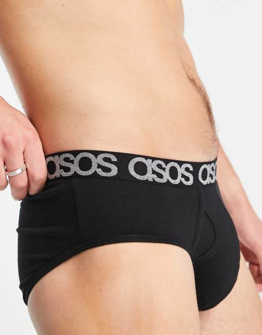 ASOS DESIGN - Onderbroek met tailleband met metallic merknaam in zwart, 3 van 4