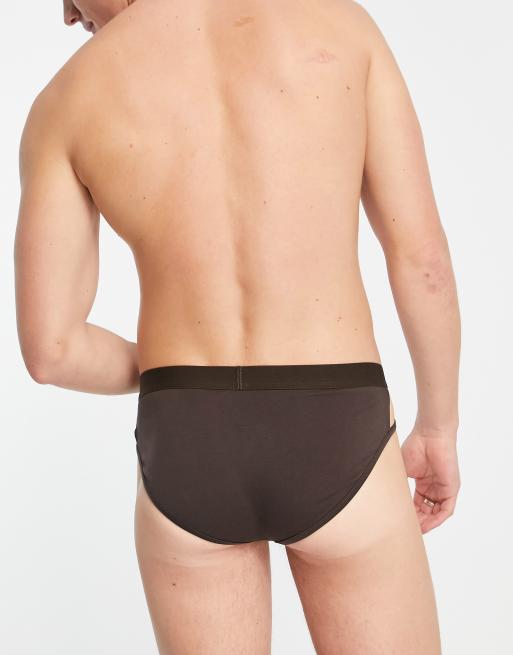 ASOS DESIGN - Onderbroek van jersey met dunne bandjes in donkerbruin, 2 van 4