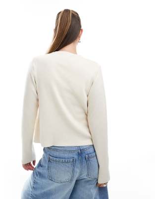Asos Design One Button Neat Fit Knit Cardigan In White
