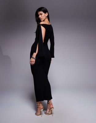 ワンピース Cutwork Embroidery Angel Sleeve Dress M ASOS DESIGN one long angel sleeve midi dress with twisted cut out