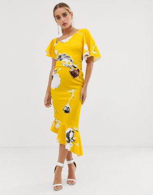 one shoulder belted midi dress