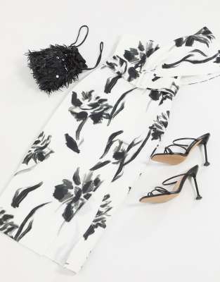 one shoulder belted midi dress