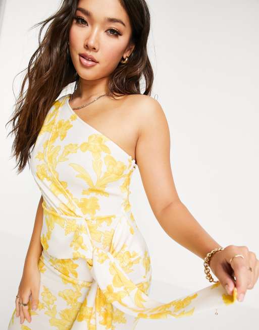 Asos yellow outlet one shoulder dress