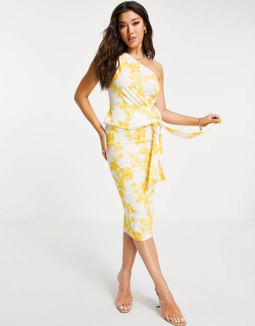 Asos yellow one shoulder dress best sale