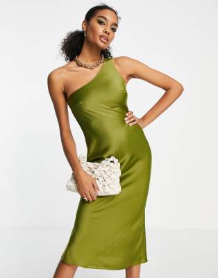 Asos green 2024 one shoulder dress