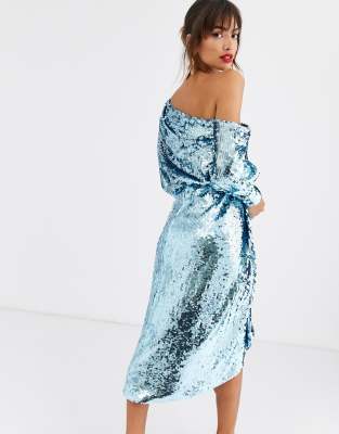 blue sequin dress asos