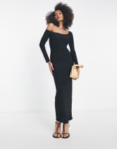 Topshop long sleeve super soft shaping midi dress in black | ASOS