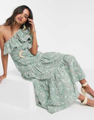 asos edition broderie dress with maxi skirt overlay