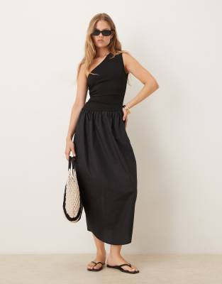 Asos Design One Shoulder Bubble Hem Midi Dress