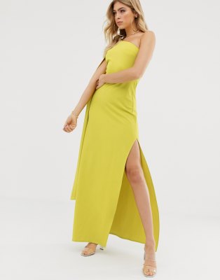 asos yellow one shoulder dress