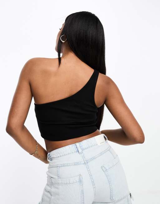 PLT Monochrome Panel Cut Out One Shoulder Crop Top  Shoulder crop top,  Womens workout outfits, Crop tops