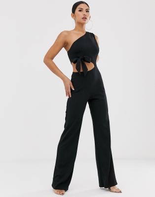 one shoulder bow jumpsuit