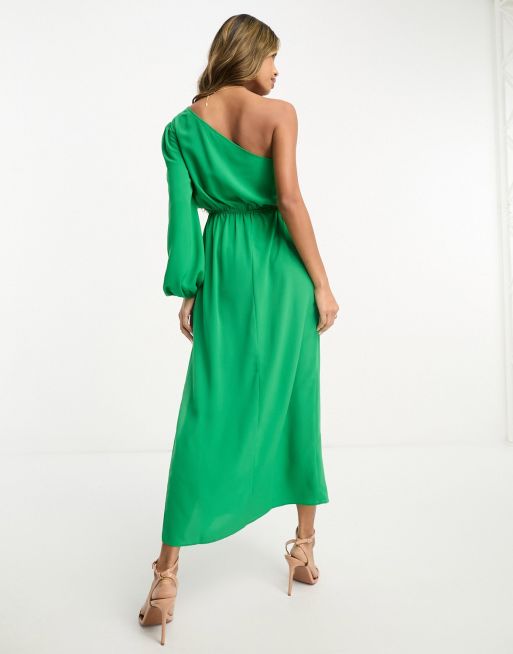 bright green midi dress Karen Millen Plus Size Lace High Neck Woven Midi Dress in Bright Green