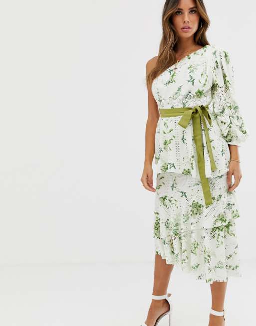 One shoulder print online dress