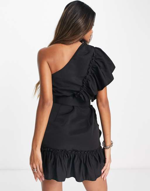 Asos black frill top dress