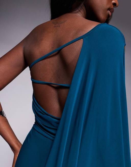 ASOS DESIGN one shoulder drape detail maxi dress with train