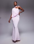 [ASOS DESIGN] ASOS DESIGN one shoulder drape maxi dress with cape detail in lilac-Purple 12 lilac