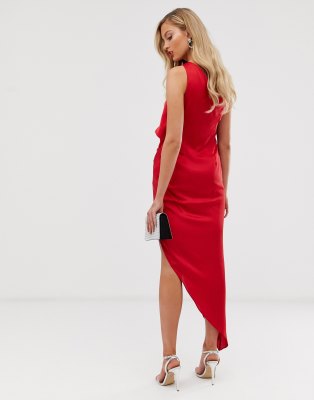 one shoulder dress midi