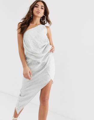 one shoulder mini dress white