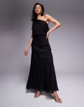 [ASOS DESIGN] ASOS DESIGN one shoulder draped maxi dress in black 12 BLACK