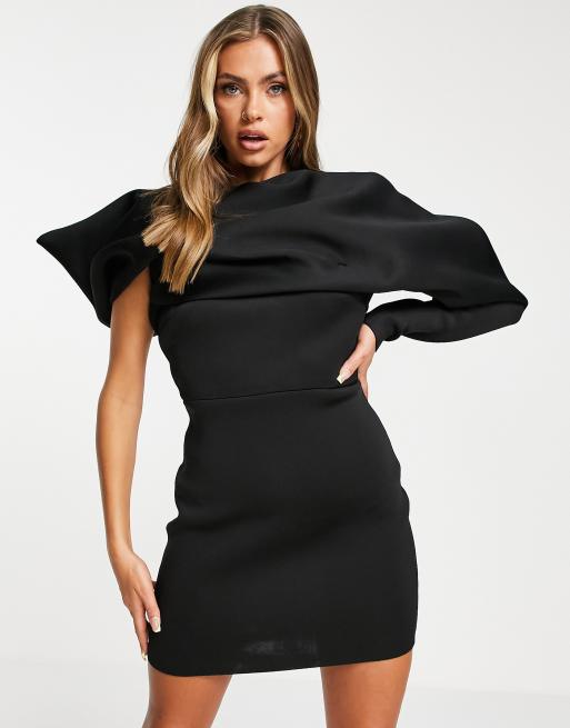 Asos black shop one shoulder dress