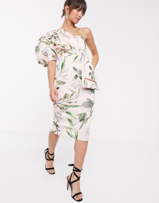 Asos one 2025 shoulder floral dress