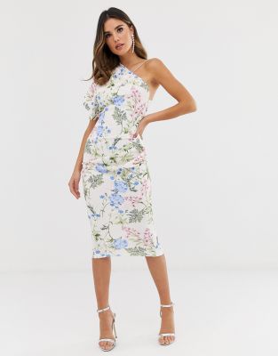 one shoulder dress floral