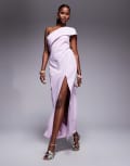 [ASOS DESIGN] ASOS DESIGN one shoulder fold-over maxi dress in soft pink 4 Windsome orchid