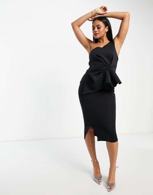 Asos black peplum dress best sale