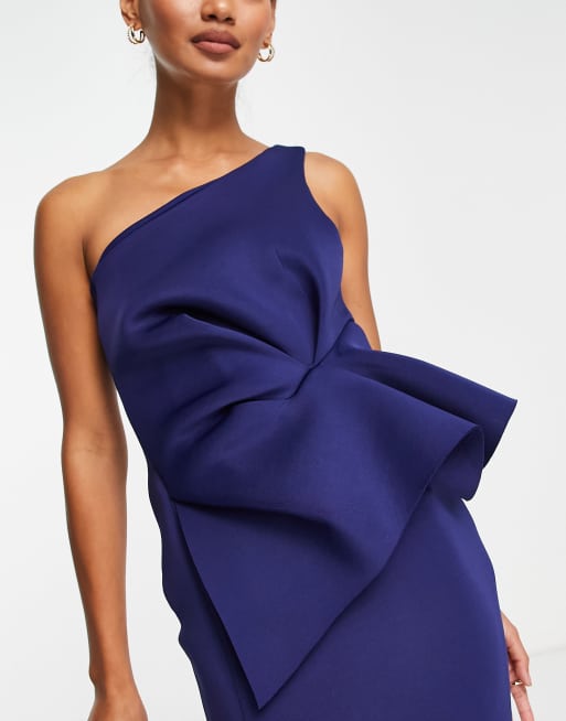 Asos design one shoulder pephem midi bodycon hot sale dress