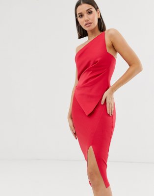 asos red one shoulder dress