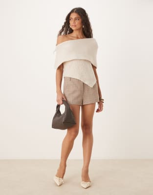 Asos Design One Shoulder Knit Top In White