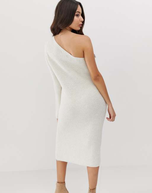 ASOS DESIGN one shoulder knitted midi dress