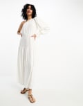 [ASOS DESIGN] ASOS DESIGN one shoulder linen midi dress in white 18 WHITE