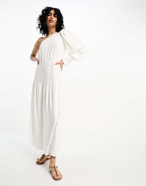 Asos white one shoulder dress hotsell