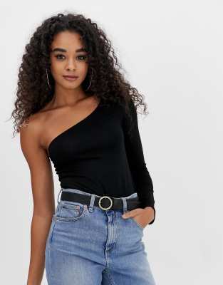 one shoulder long sleeve bodysuit