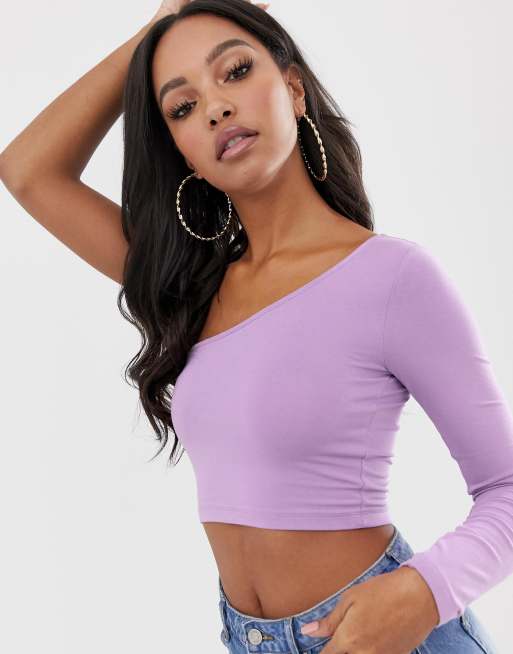 Nina Sequin Long Sleeve Tie Front Top in Lilac